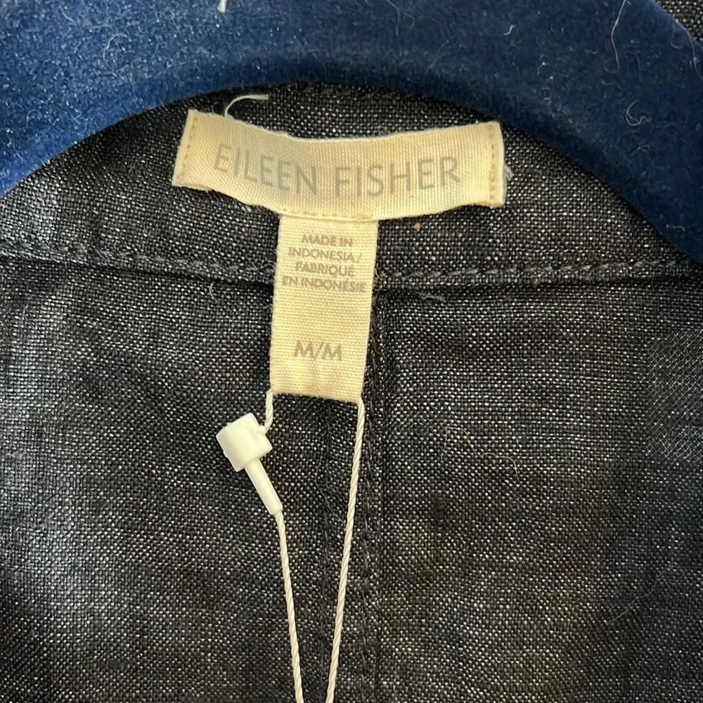 Eileen Fisher denim classic CLR Jacket size M washed organic linen Délavé - Picture 3 of 8